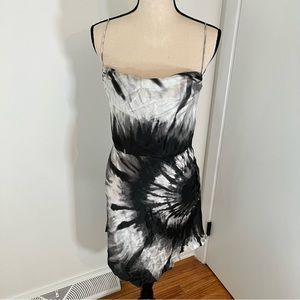 Retrofete Auris Tie Dye Mini Dress, 100% Silk Asymmetrical Hemline
